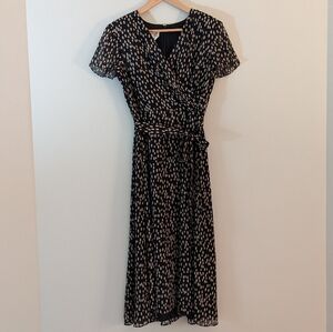 Silk Faux Wrap Midi Dress